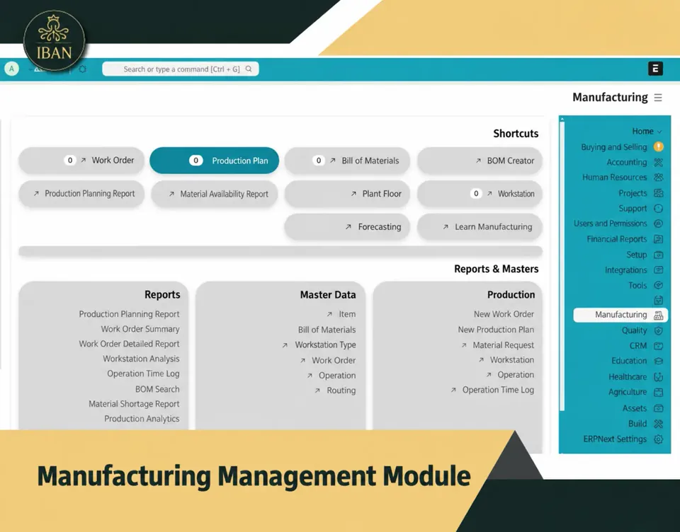ERPNext manufacturing module configured by IBAN