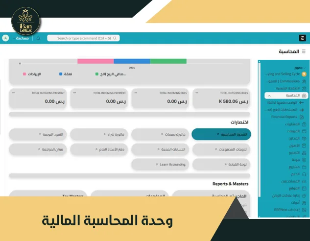 وحدة المحاسبة المالية في ERPNext من أيبان