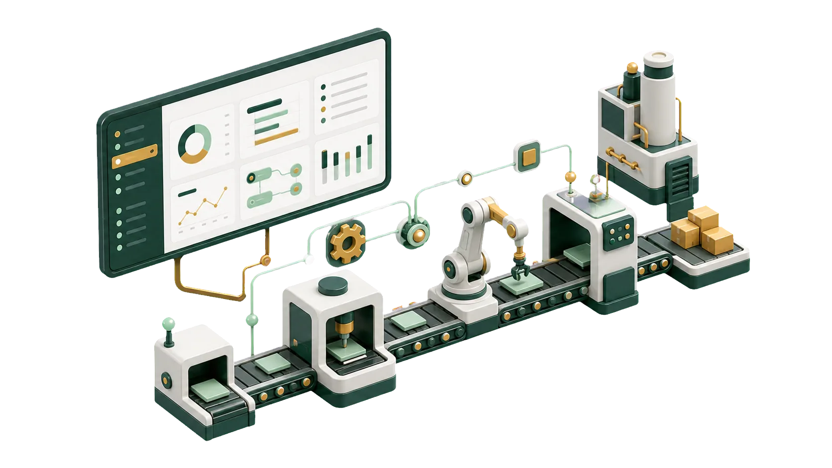 خط إنتاج داخل مصنع يستخدم إدارة التصنيع في ERPNext