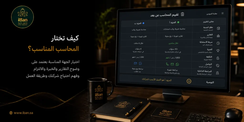 محاسب عن بعد يساعد الشركات على متابعة الحسابات والفواتير والمصروفات والتقارير المالية دون الحاجة إلى وجود محاسب داخل المكتب، مما يوفر مرونة أكبر في إدارة العمل.