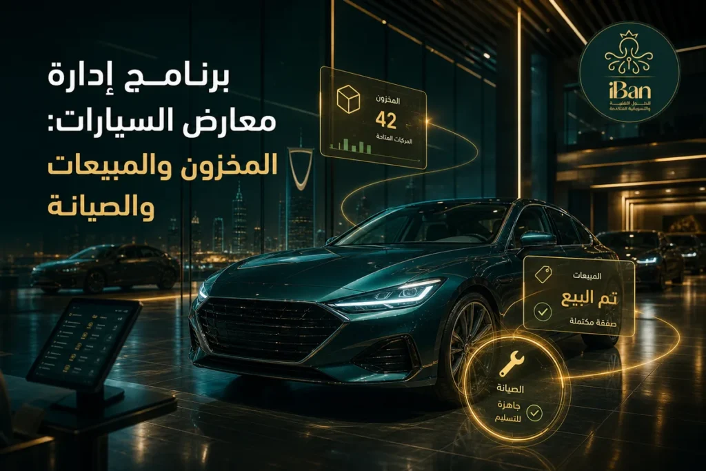 برنامج إدارة معارض السيارات: المخزون والمبيعات والصيانة