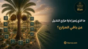 إدارة مزارع النخيل ومتابعة الأشجار والري والتسميد والآفات والعمالة والإنتاج والتكاليف