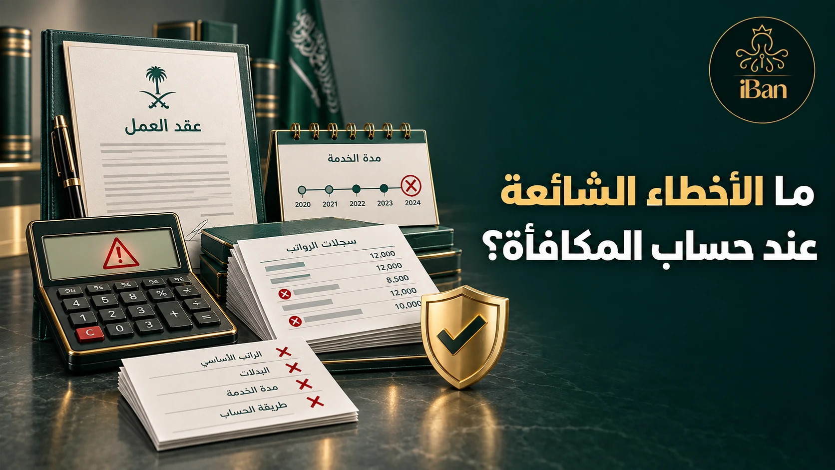 تصميم يوضح ما الأخطاء الشائعة عند حساب المكافأة؟