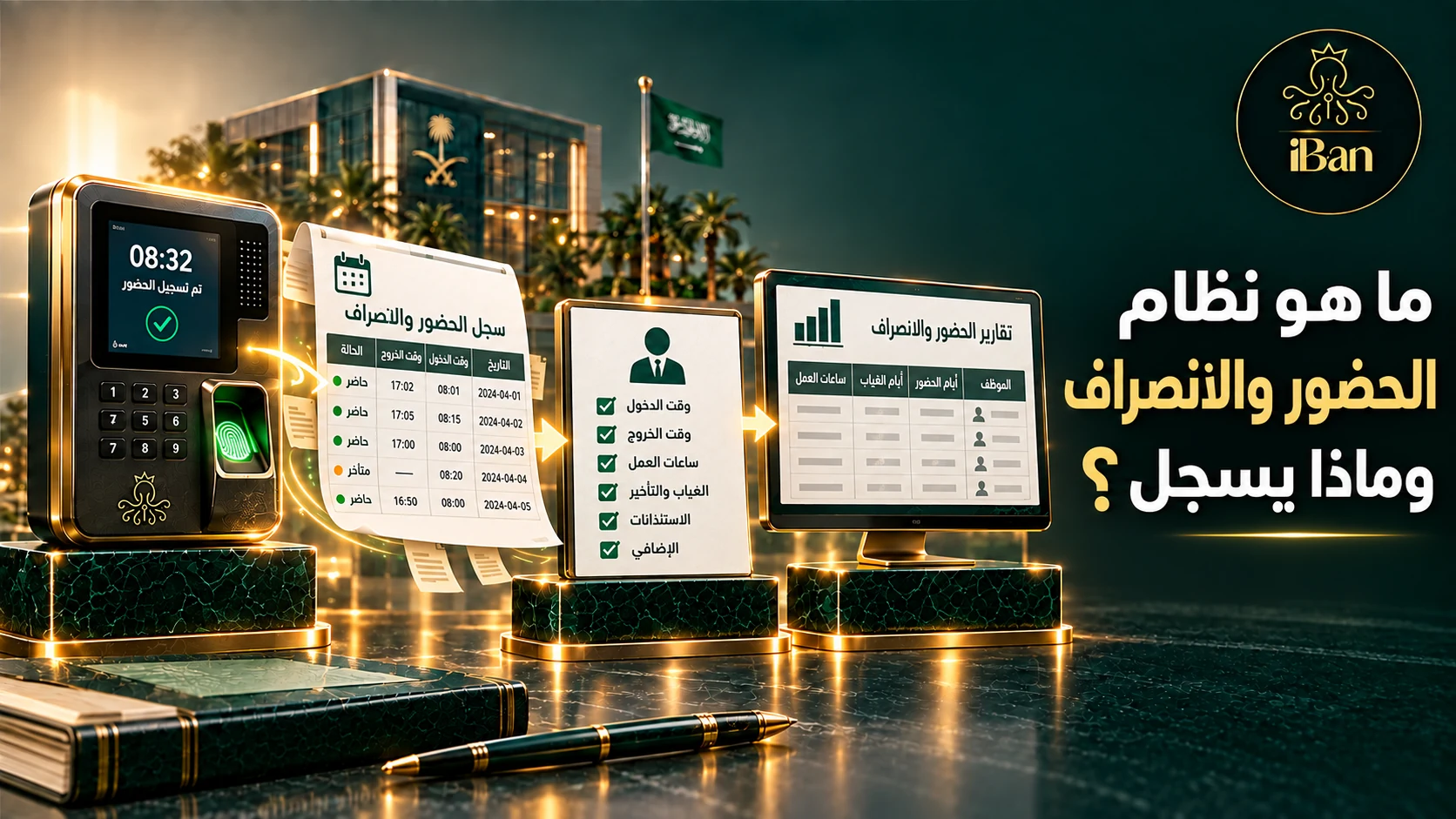 الحضور والانصراف تصميم يوضح ما هو نظام الحضور والانصراف وماذا يسجل؟