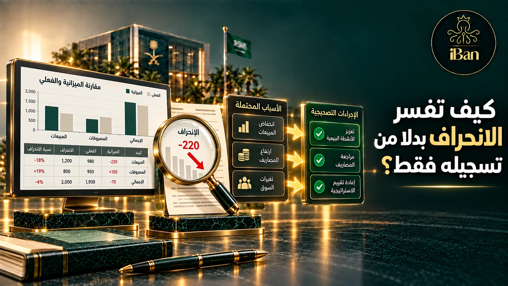 تصميم يوضح كيف تفسر الانحراف بدلا من تسجيله فقط؟