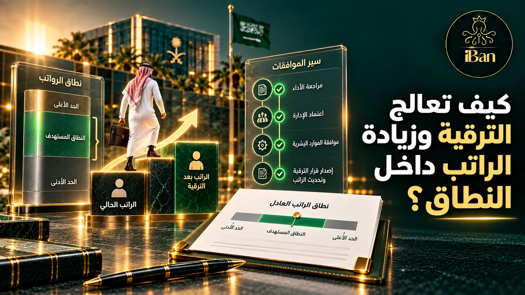 تصميم يوضح كيف تعالج الترقية وزيادة الراتب داخل النطاق؟