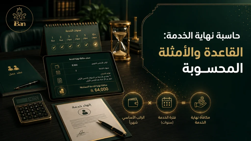 حاسبة نهاية الخدمة: القاعدة والأمثلة المحسوبة